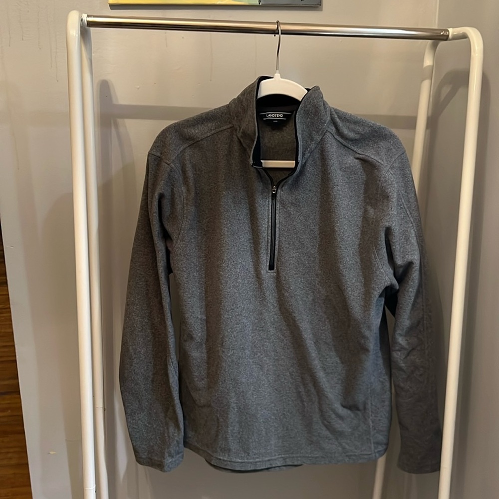 Lands End, Quarter Zip, Gray, Size M